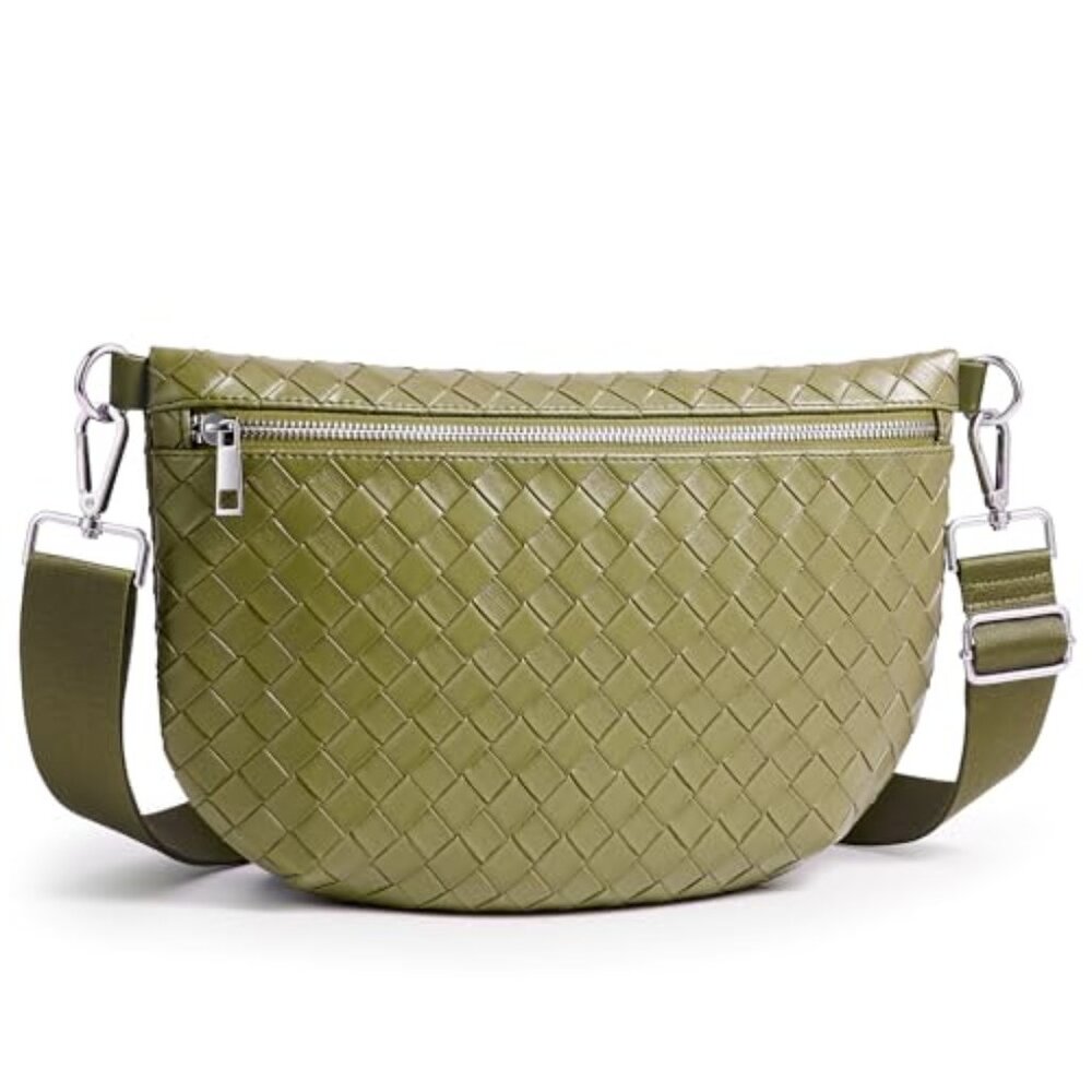 Woven Crossbody Bags for Women Travel Vegan Leather Fanny Packs for Woman